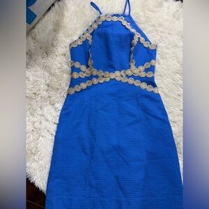 Lilly Pulitzer Blue Dress with Gold Details